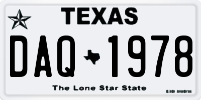 TX license plate DAQ1978