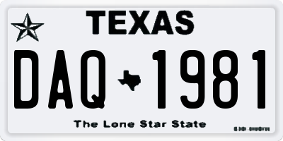 TX license plate DAQ1981