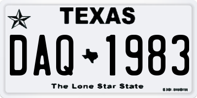 TX license plate DAQ1983