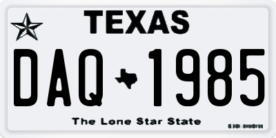 TX license plate DAQ1985