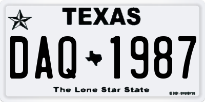 TX license plate DAQ1987