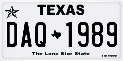 TX license plate DAQ1989