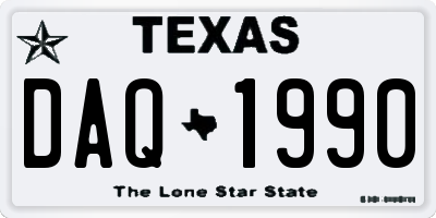 TX license plate DAQ1990