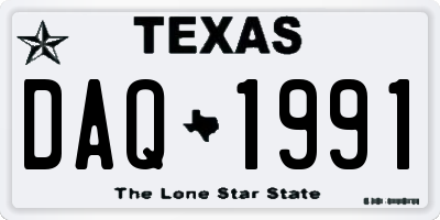 TX license plate DAQ1991