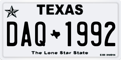 TX license plate DAQ1992