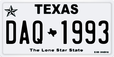 TX license plate DAQ1993