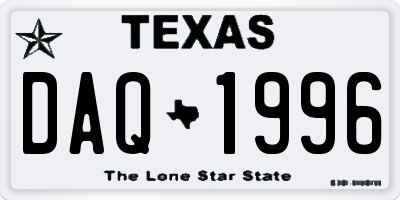 TX license plate DAQ1996