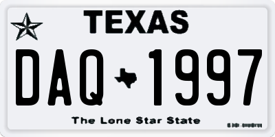 TX license plate DAQ1997