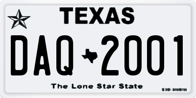 TX license plate DAQ2001