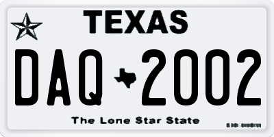 TX license plate DAQ2002