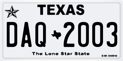 TX license plate DAQ2003