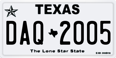 TX license plate DAQ2005