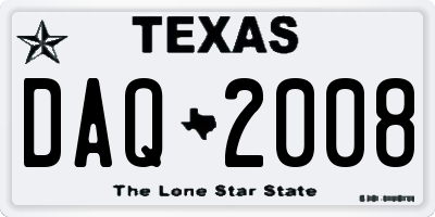 TX license plate DAQ2008