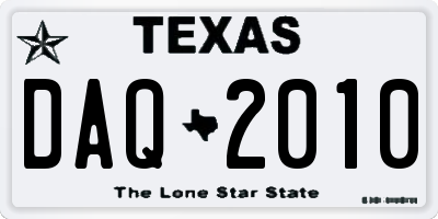 TX license plate DAQ2010