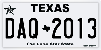 TX license plate DAQ2013