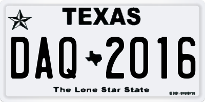 TX license plate DAQ2016