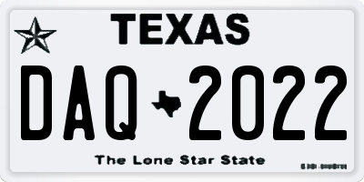 TX license plate DAQ2022