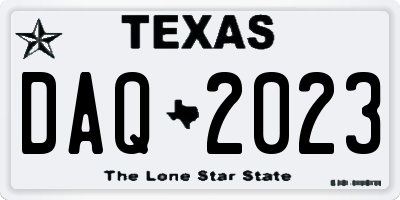 TX license plate DAQ2023