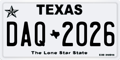 TX license plate DAQ2026