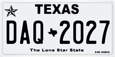 TX license plate DAQ2027