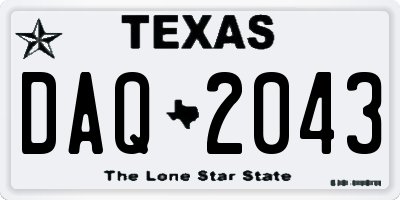 TX license plate DAQ2043