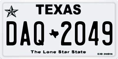 TX license plate DAQ2049