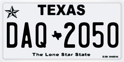 TX license plate DAQ2050