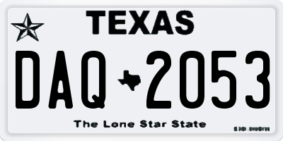 TX license plate DAQ2053