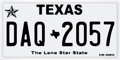 TX license plate DAQ2057