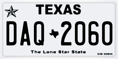 TX license plate DAQ2060