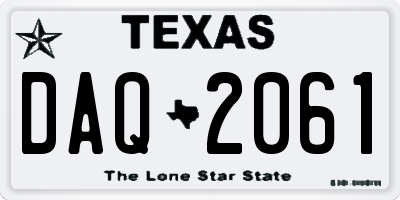 TX license plate DAQ2061