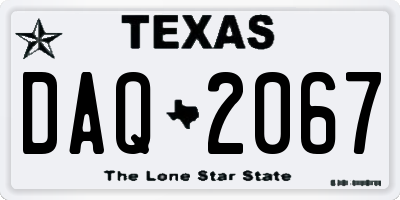TX license plate DAQ2067