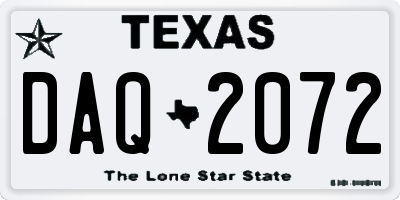 TX license plate DAQ2072