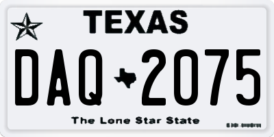 TX license plate DAQ2075