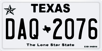 TX license plate DAQ2076