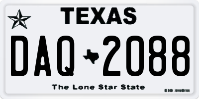 TX license plate DAQ2088