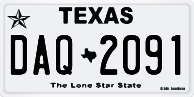 TX license plate DAQ2091