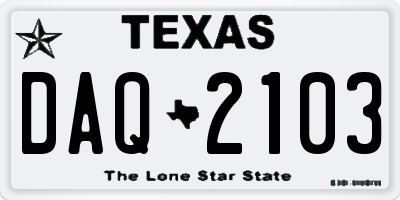 TX license plate DAQ2103