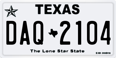 TX license plate DAQ2104