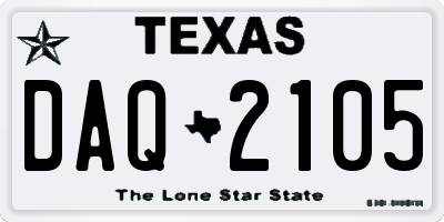TX license plate DAQ2105
