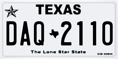 TX license plate DAQ2110