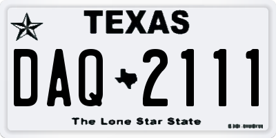 TX license plate DAQ2111