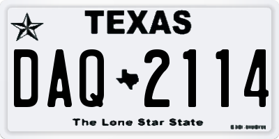 TX license plate DAQ2114
