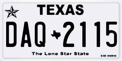 TX license plate DAQ2115