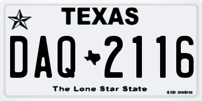 TX license plate DAQ2116