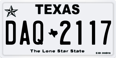 TX license plate DAQ2117