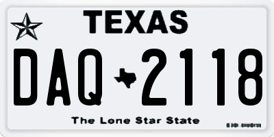 TX license plate DAQ2118