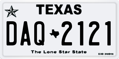 TX license plate DAQ2121