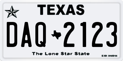 TX license plate DAQ2123