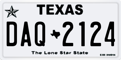 TX license plate DAQ2124